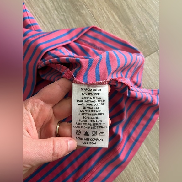 FootJoy Men’s Polo Golf Shirt Pink Blue & White Striped Short Sleeve - Large - Picture 4 of 6